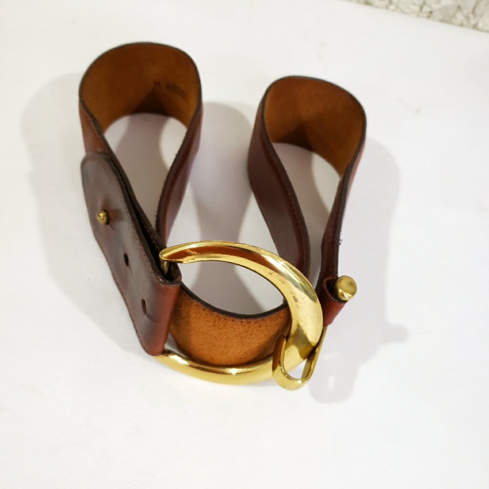 Vintage Brighton Leather And Brass Hook Belt - image 3